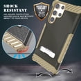 thumbnail image 3 of Tri-Shield Combination for Samsung Galaxy S22 Ultra 5G Case, Nakedcellphone [Military Grade] Rugged Cover with Metal Kickstand [Includes Wrist Strap Lanyard + Belt Clip Holster] - Brown, 3 of 7