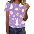 thumbnail image 2 of Yuwull Summer Tops For Women Tops For Women Trendy Women Fashion Summer Sexy Printed Regular Women Short Sleeves Round Neck Ladies Tops And Blouses On ClearanceXXXL(3XL), 2 of 4
