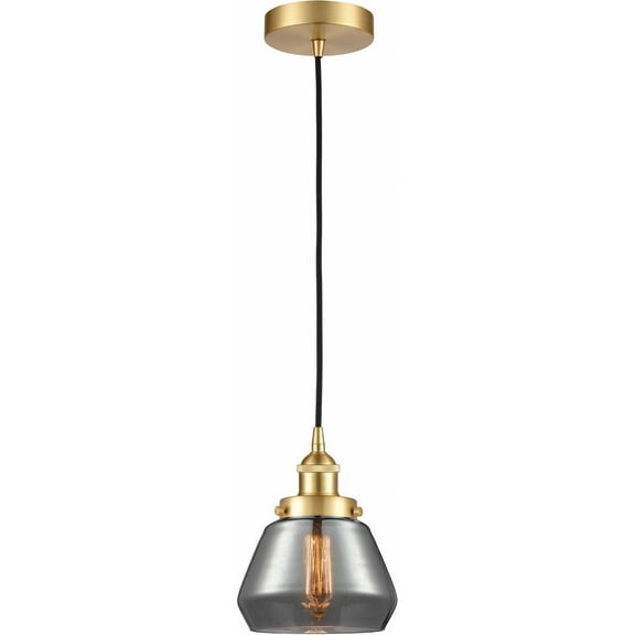 616-1PH-SG-G173 Innovations Lighting Fulton - 1 Light Mini Pendant In Industrial Style-10 Inches Tall and 7 Inches Wide-Satin Gold Finish-Light Smoke