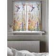 thumbnail image 5 of Spring Hummingbird Floral Curtains 45 Inch Length, Sheer Curtains for Bedroom Living Room Window Farmhouse Flower Botanical Rod Pocket Voile Drapes Kitchen Curtains Small Half Window 42"x45" 2 Panels, 5 of 6