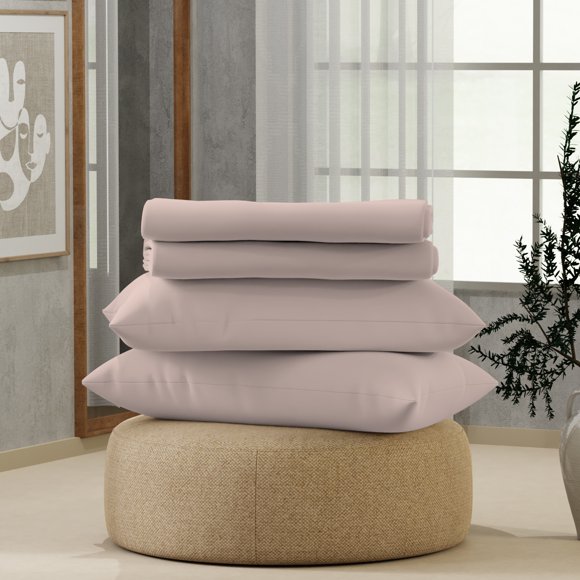 Color sense Twin TG Blush Brossé Frais et Net Mélange de Coton Percale Ensemble de Draps 3 Pcs
