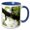 Blue/White, variant on 3drose, Photograph of Golden Silk Orb Weaver Hanging Out in Its Intricate Web., 11oz Two-tone Yellow Mug