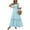Light Blue, variant on ITSAME Women's Smocked Dress, Square Neck Pleated Lace Ruffles Strap Summer Boho Beach Maxi Dress Light Blue L