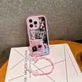 thumbnail image 4 of for iPhone 15 Case, [Pink Cross Pattern][Shiny Mirror Case][2-in-1 Wristband with Beads] Soft TPU Frame, Shockproof & Anti-Drop, Suitable for Women & Girls, 4 of 16