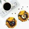 thumbnail image 5 of Disketp Butterfly On Sunflower Funny Coasters,6 Pcs Leather Coasters with Holder, Perfect Housewarming Hostess Gifts,Protect Furniture from Water Marks Scratch and Damage,Octagon, 5 of 7