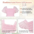 thumbnail image 6 of Aideaone Girls Chiffon Dress Flutter Ruffle Short Sleeve Kids Square Neck Frocks Pink 6-13Y, 6 of 7