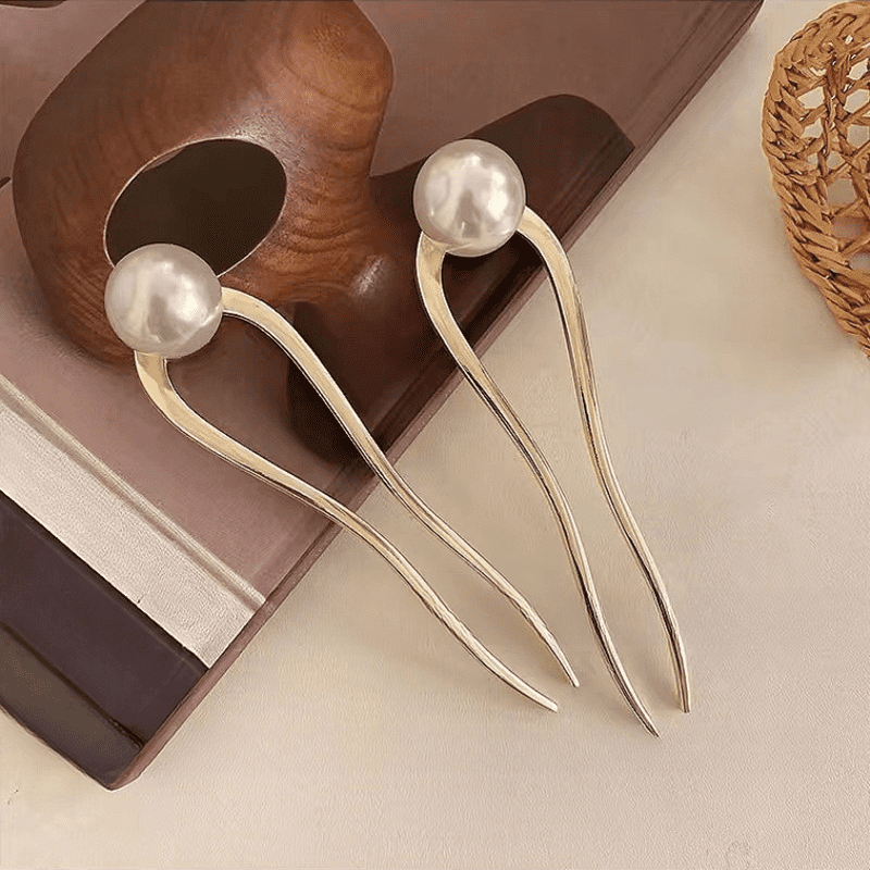 New Pearl Hairpins Korean U-shaped Metal Shell Hair Clip Pins Women Girls Hair Sticks Bun Maker Hair Styling Accessories Gifts