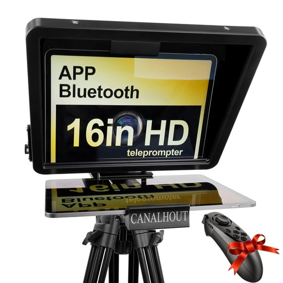 cANALHOUT 16 Universal Teleprompter with Remote control, Fit All TabletsiPad, Video cameraDSLR, Pre-Assembled, 7030 Beam Splitting glass with Waterproof Tote, Speech and Video creation
