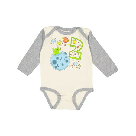 

Inktastic Cute Second Birthday Alien in Space Gift Baby Boy or Baby Girl Long Sleeve Bodysuit