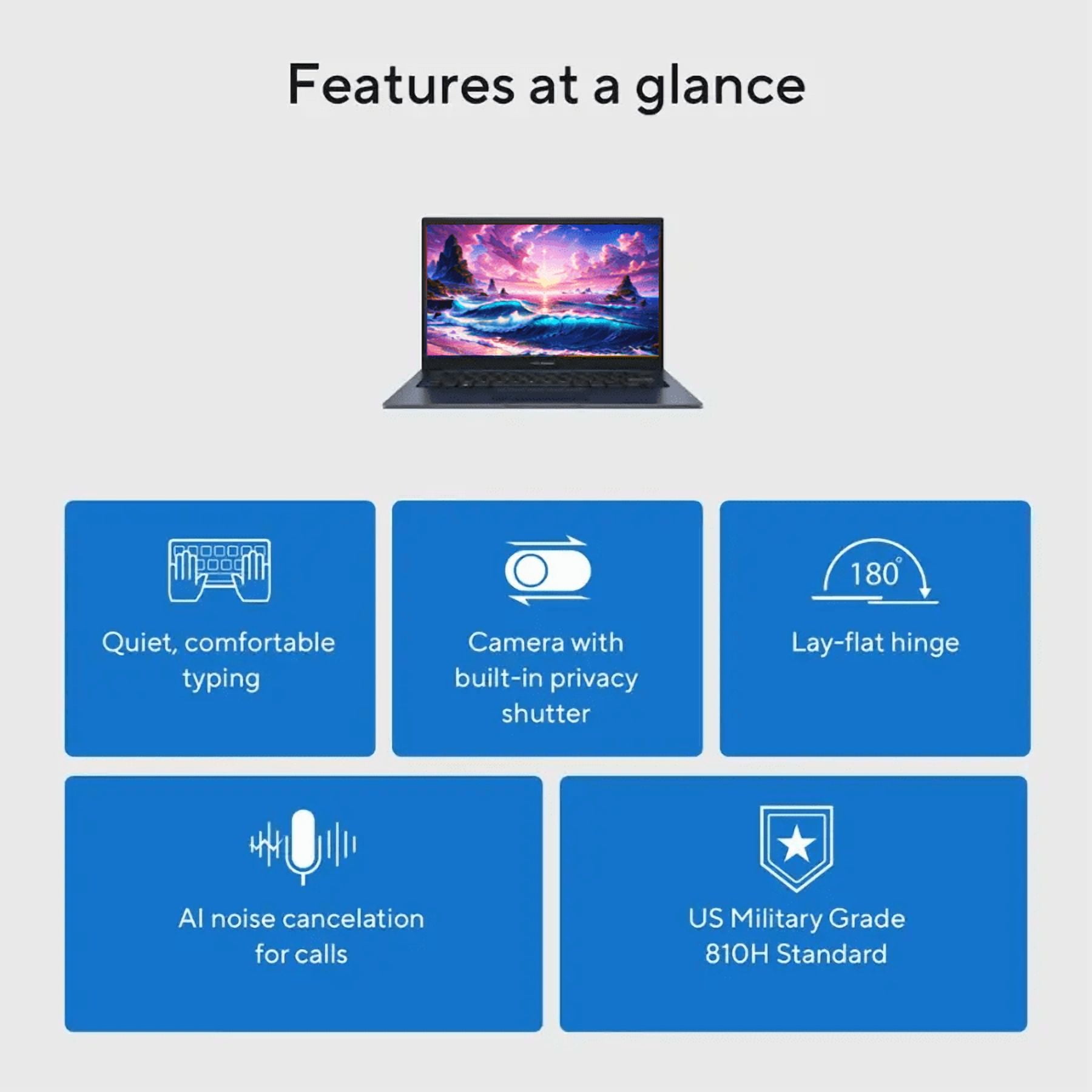 ASUS Vivobook 14" 2025 Model Laptop, Latest Intel 10-Core i5-1334U(Beats i7-1265U), 720p Webcam, USB C, Slim Design, 180° Flat-Lay Hinge, Win11, Wireless Mouse & 128GB PSD