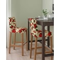 thumbnail image 2 of Beige Red Strawberry Bar Stool Covers Set of 4, Spring Floral Watercolor Summer Botanical Stretch Bar Chair Covers with Backs, Removable Pub Counter Height Chair Cover for Kitchen Dining Room Cafe, 2 of 7