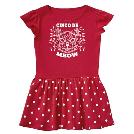

Inktastic Cinco De Meow with Cat Sugar Skull and Flowers Gift Baby Girl Dress