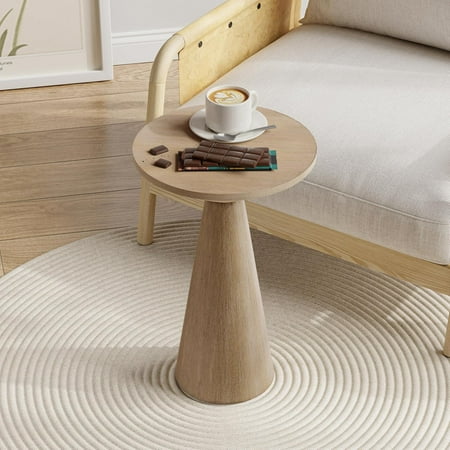 Small Pedestal End Table Round Farmhouse Martini Table Wood Plant Stand Rustic Drink Table for Small Space Living Room, Walnut