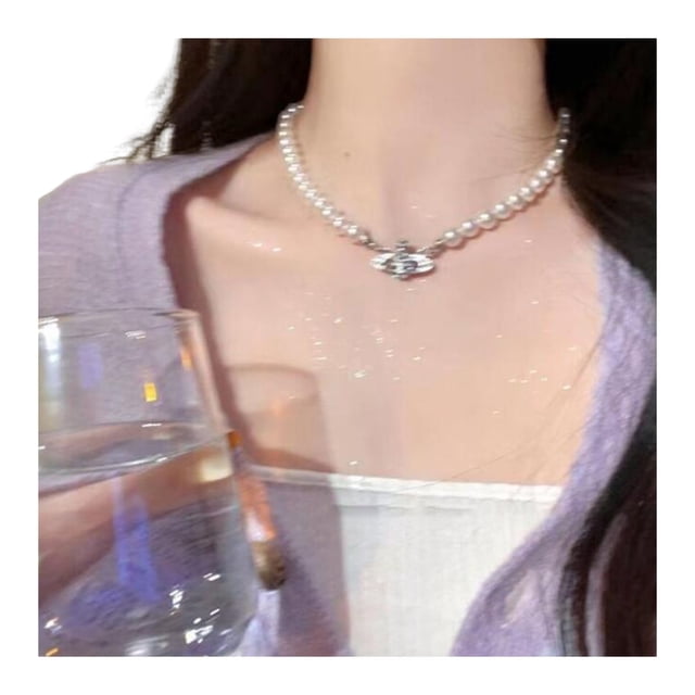 Collier Ras-du-Cou pour Femmes en Fausse Perle, Ras-du-Cou Perlé, Collier Élégant, Collier Rétro Délicat, Cadeau pour Épouse, Amie, Tenue Quotidienne, Fête, Rendez-Vous, Bijoux
