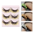 thumbnail image 1 of 3 Pairs Luminous False Eyelashes, Dramatic Shining Colorful Fun Eyelashes Decor, Yellow, 1 of 8