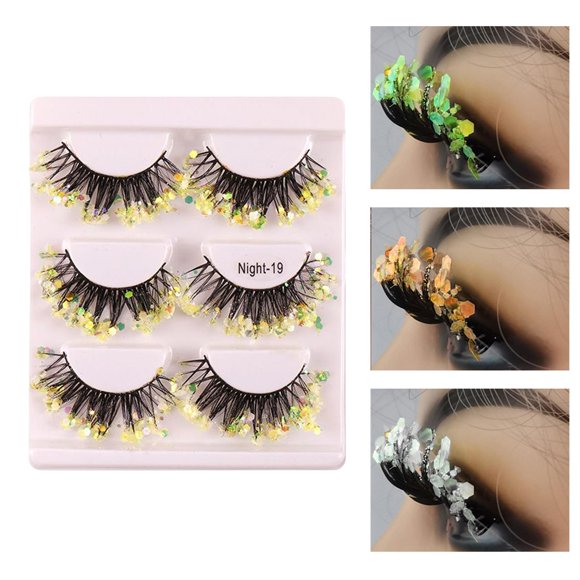 Pestañas postizas luminosas 3 pares Macarena Pestañas 3D Amarillo