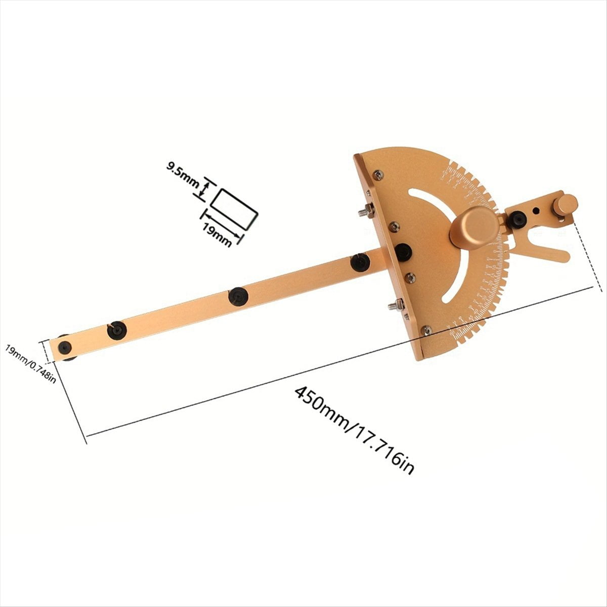 Miter Gauge Aluminum Alloy Handle Benche Table Saw Router Miter Gauge Sawing Assembly Ruler Woodworking Tools-Golden