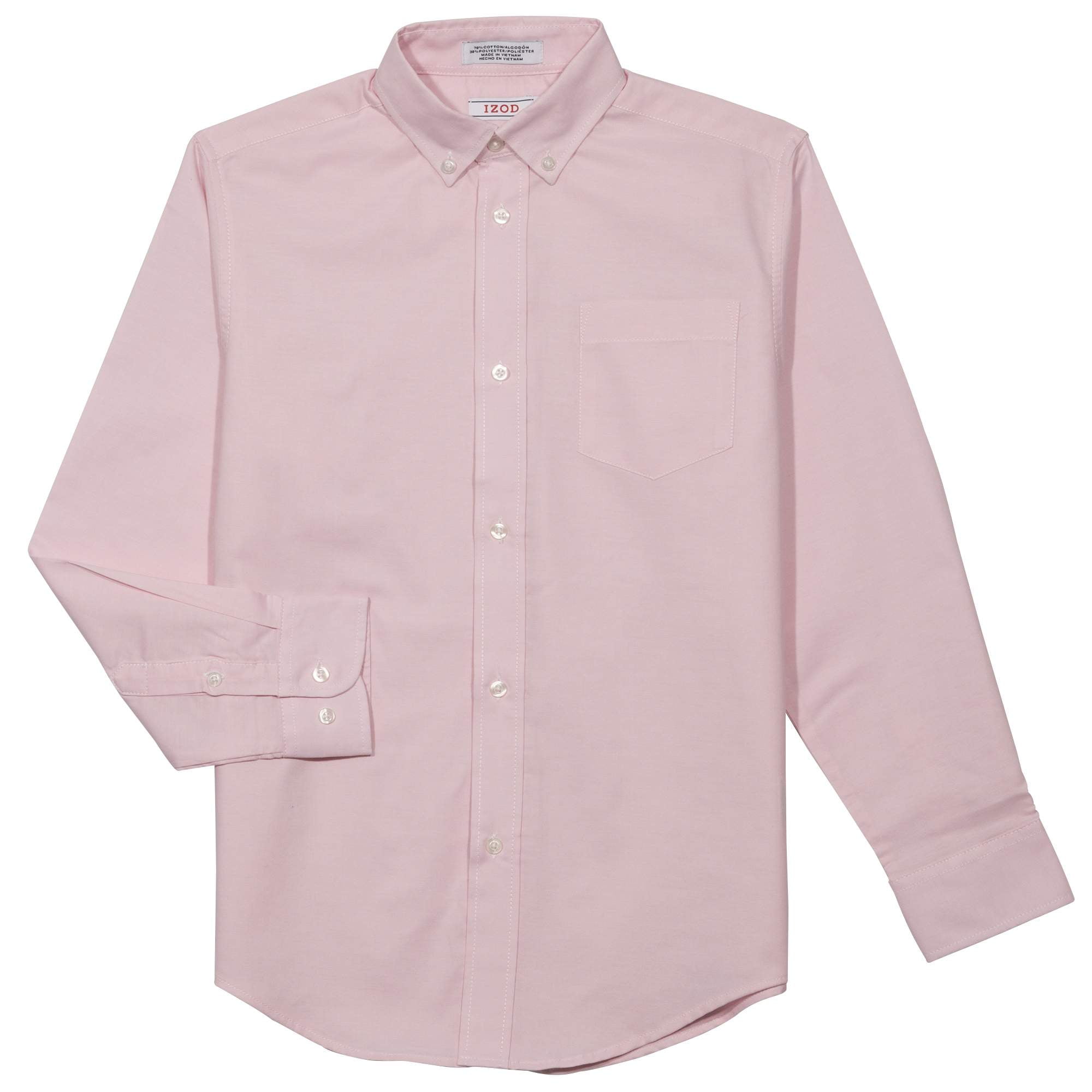 IZOD Boys' Long Sleeve Solid Button-Down Oxford Shirt 
