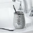 thumbnail image 3 of Better Homes & Gardens Glimmer Mosaic Glass Toothbrush Holder, Shiny Silver Grey, 3 of 7