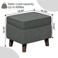 thumbnail image 4 of FAGAGA Large Footstool Ottoman, Foot Stool with Adjustable Cover for Living Room, Step Stool Ottoman with Storage, Upholstered Linen Foot Rest for Bedroom, Dorm | Light Gray, 4 of 11