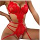 thumbnail image 4 of Lencería para mujer Body de encaje con aberturas y ribete festoneado Lencería de peluche, 4 of 6