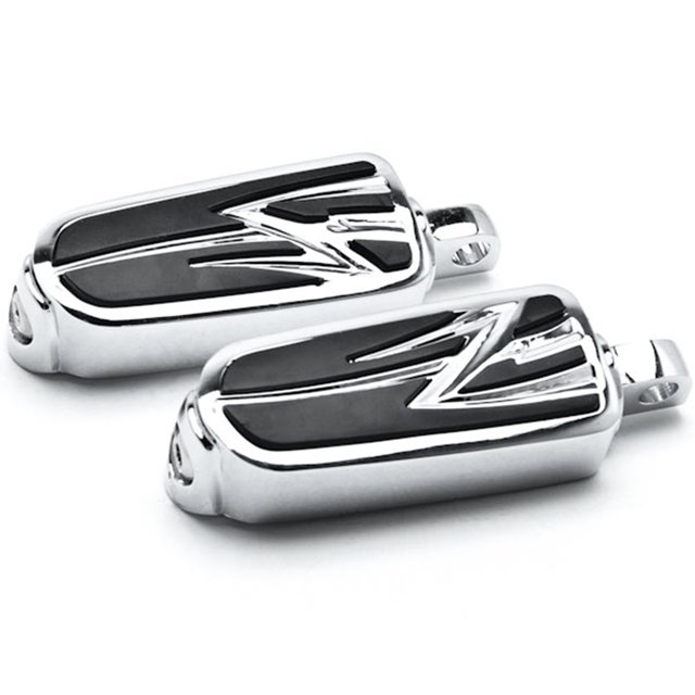 Krator Motorcycle Front Rear Footpeg Foot Rests Tribal Design Chrome Compatible with Harley-Davidson Sportser Male Peg Mount