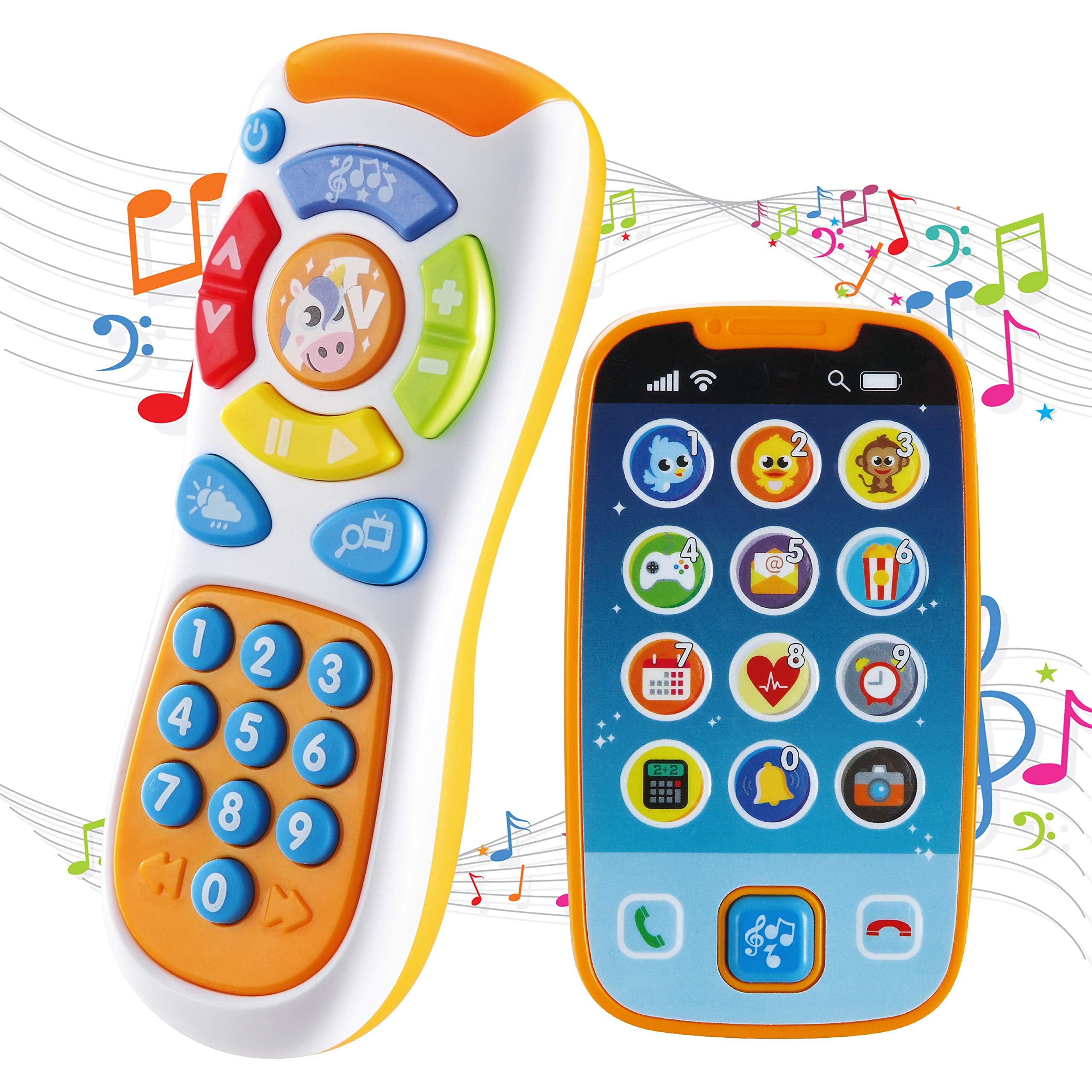 JOYIN My Learning Remote and Phone Bundle with Music, Fun Smartphone Toys  for Baby, Infants, Kids, Boys or Girls, Holiday Stocking Stuffers, Birthday