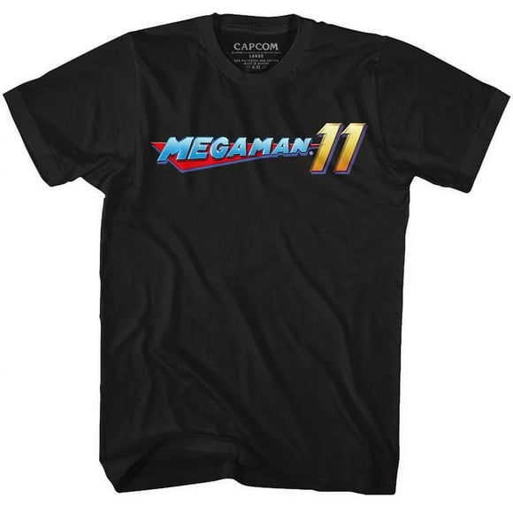 Mega Man Mega Logo Black Adult T-Shirt