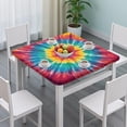 thumbnail image 3 of Colorful Tie Dye Mandala Pattern Square Fitted Tablecloth with Elastic Edge,Square Table Cover,Washable Elastic Table Cover for Home Kitchen Party Decor 36"x36", 3 of 6