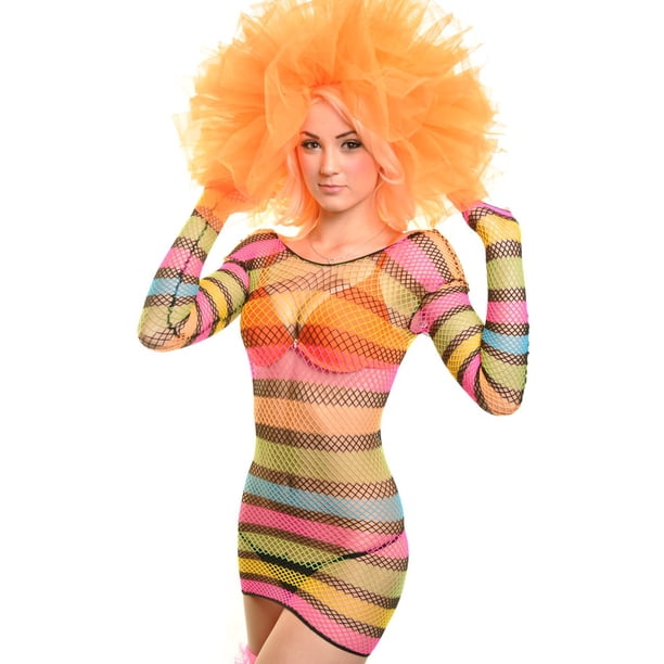 neon orange fishnet dress Neon Orange Mesh Tie Up Cut Out Long Sleeve Dress