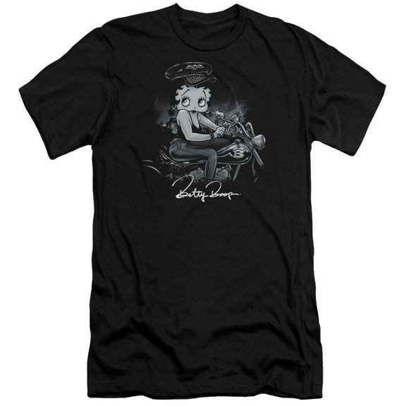 Betty Boop Storm Rider Premium Canvas T-Shirt Adult Slim Fit 30/1 Black