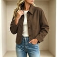 thumbnail image 5 of Floleo Womens Soft Microfiber Jacket Button Down Collared Long Sleeve Casual Outerwear with Patch Pockets for Fall Spring Daily Wear, 5 of 8