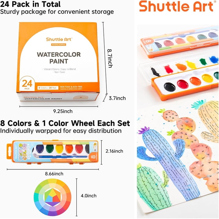 Shuttle Art 24-Pack Watercolor Set with Brushes & Color Wheels photo 4