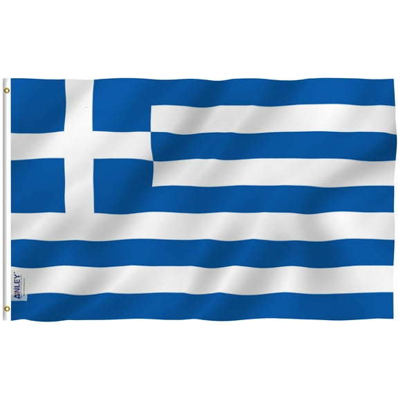 Anley Fly Breeze 3x5 Foot Greece Flag - Vivid Color and UV Fade Resistant - Canvas Header and Double Stitched - Greek National Flags Polyester with Brass Grommets 3 X 5 Ft