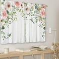 thumbnail image 3 of Farmhouse Pink Flower Kitchen Curtains Botanical Leaves Rose Small Short Cafe Window Curtains Floral Hummingbird Wooden Barn Bathroom Drapes Treatment Tier Curtains 2 Panels (27.5x36 Inch), 3 of 6