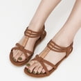thumbnail image 6 of Decould sylf Womens Gladiator Sandals Elastic Ankle Strap Summer Beach Sandals Comfort Flat Shoes Casual, 6 of 7