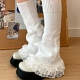 thumbnail image 5 of IWRICH Women' S Lace Leg Warmers Leg Warmer Knit White Black Flared Leg Socks White, 5 of 8