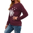 thumbnail image 4 of Xuanfei Women Snowflake Print Long Sleeve Round Neck Top, 4 of 7