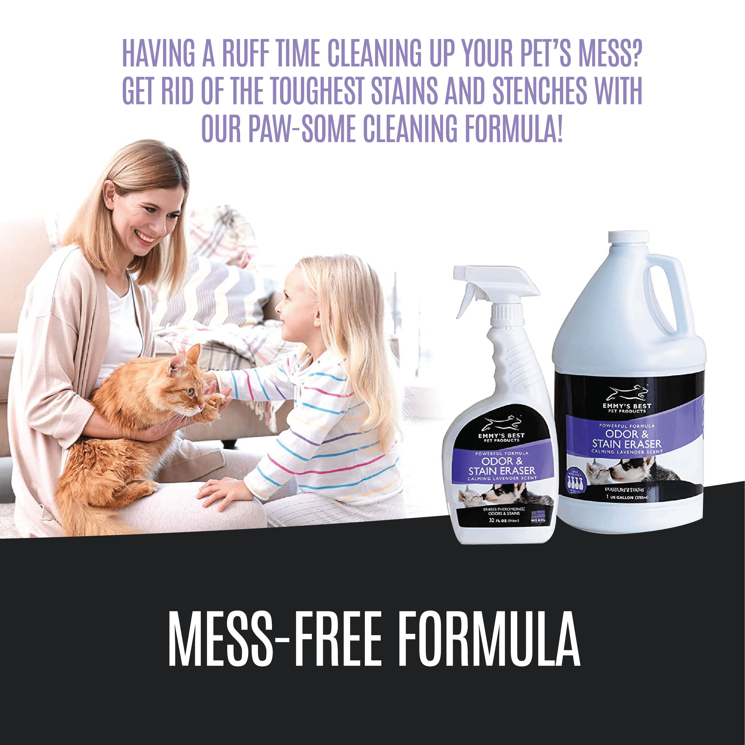 EBPP Lavender Pet Stain and Odor Remover Spray Enzyme Cleaner for Home, 128 fl Oz