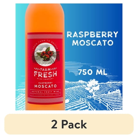 (2 pack) Farm Fresh Wine Company Raspberry Natural Fruit Wine Raspberry Michigan, 750 ml Bottle, 7% ABV
