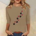 thumbnail image 2 of ICHUANYI Women's Crew Neck 3/4 Sleeves Tops Fashion Print T-shirt Casual Shirts, 2 of 4