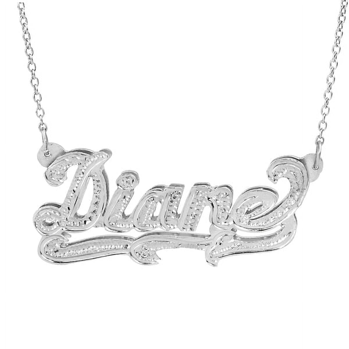 Personalized Name Necklace With Beading and Rhodium on All Letters and Tail