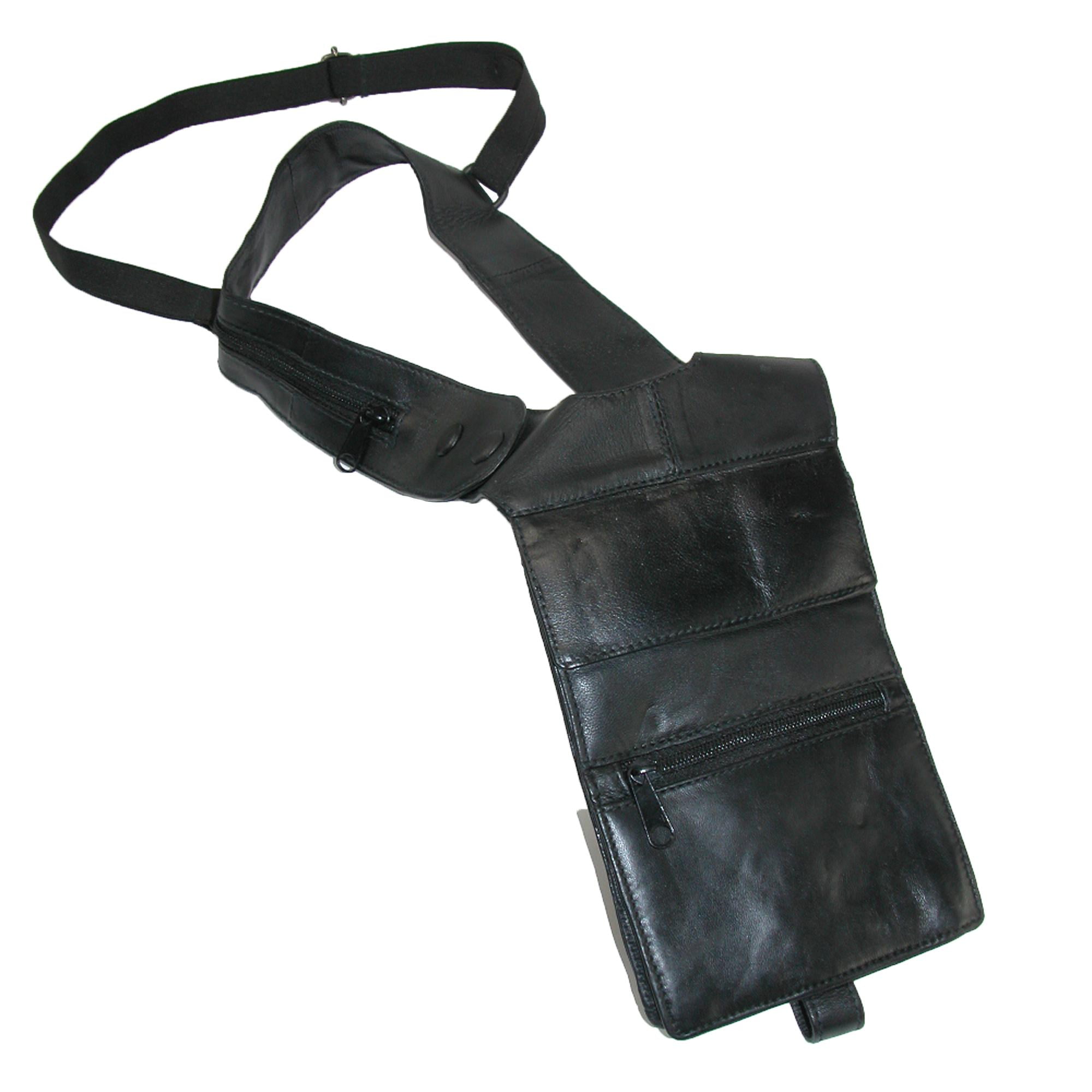 NEW REAL LEATHER SHOULDER HOLSTER MONEY BAG BELT WALLET TRAVEL SECURITY BELT 1