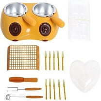Chocolate Melting Pot Kit with Molds and Fork, Chocolate Melting Warming Double Pot, Mini Electric Fondue for Candy, Milk, Cheese, Butter Making (Yellow)