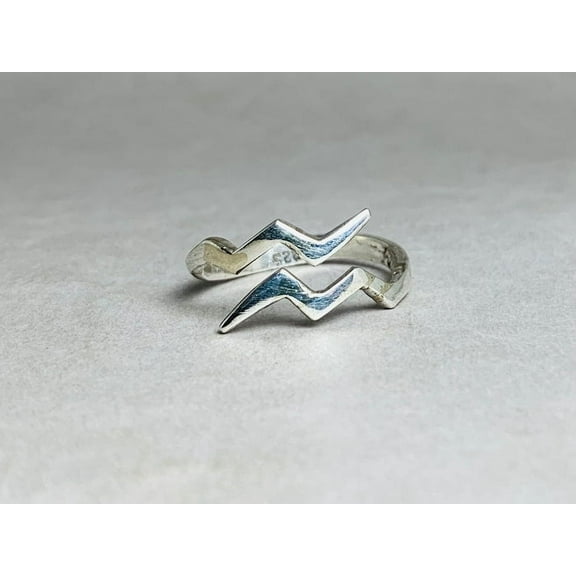 Heaven Crafts Lightning Ring 925 Sterling Silver Handmade Adjustable Streetwear Ring For Women