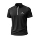 thumbnail image 2 of Blusa y camisa de manga corta con cuello alto para hombre, de verano, de color liso, ajustada, deportiva, con cremallera, de manga corta, con cuello alto., 2 of 5