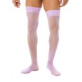 thumbnail image 2 of Jhaoyu Men Glossy See-through Compression Thigh High Stockings Solid Color Stretchy Hold Up Socks Lavender OneSize, 2 of 7