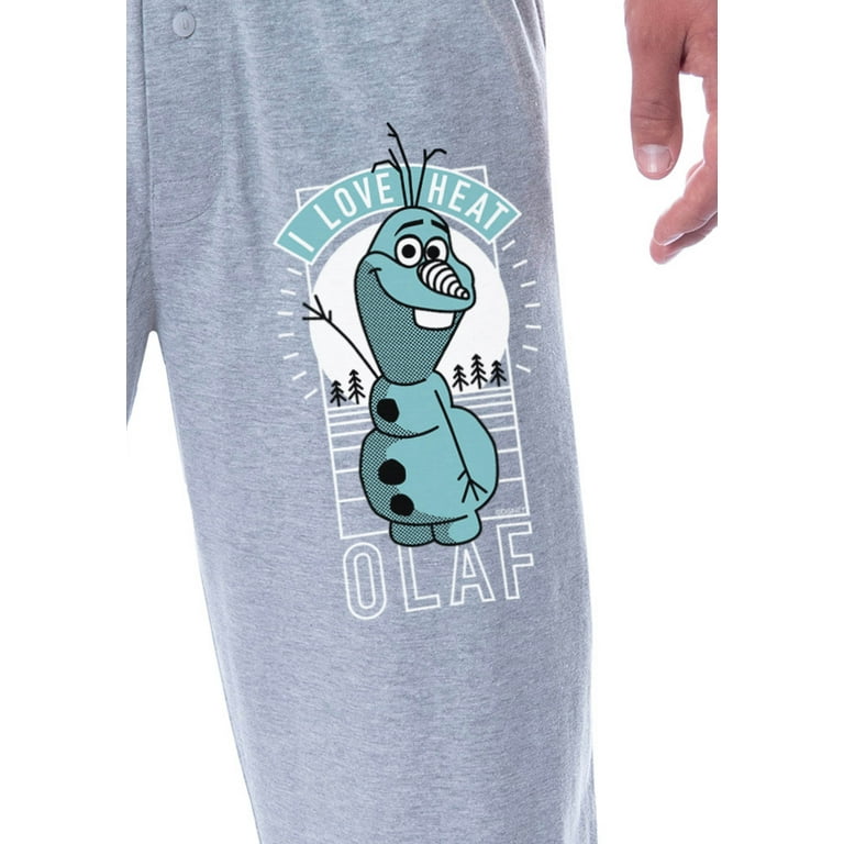Disney Mens Frozen Movie Film Olaf I Love Heat Sleep Pajama Pants M