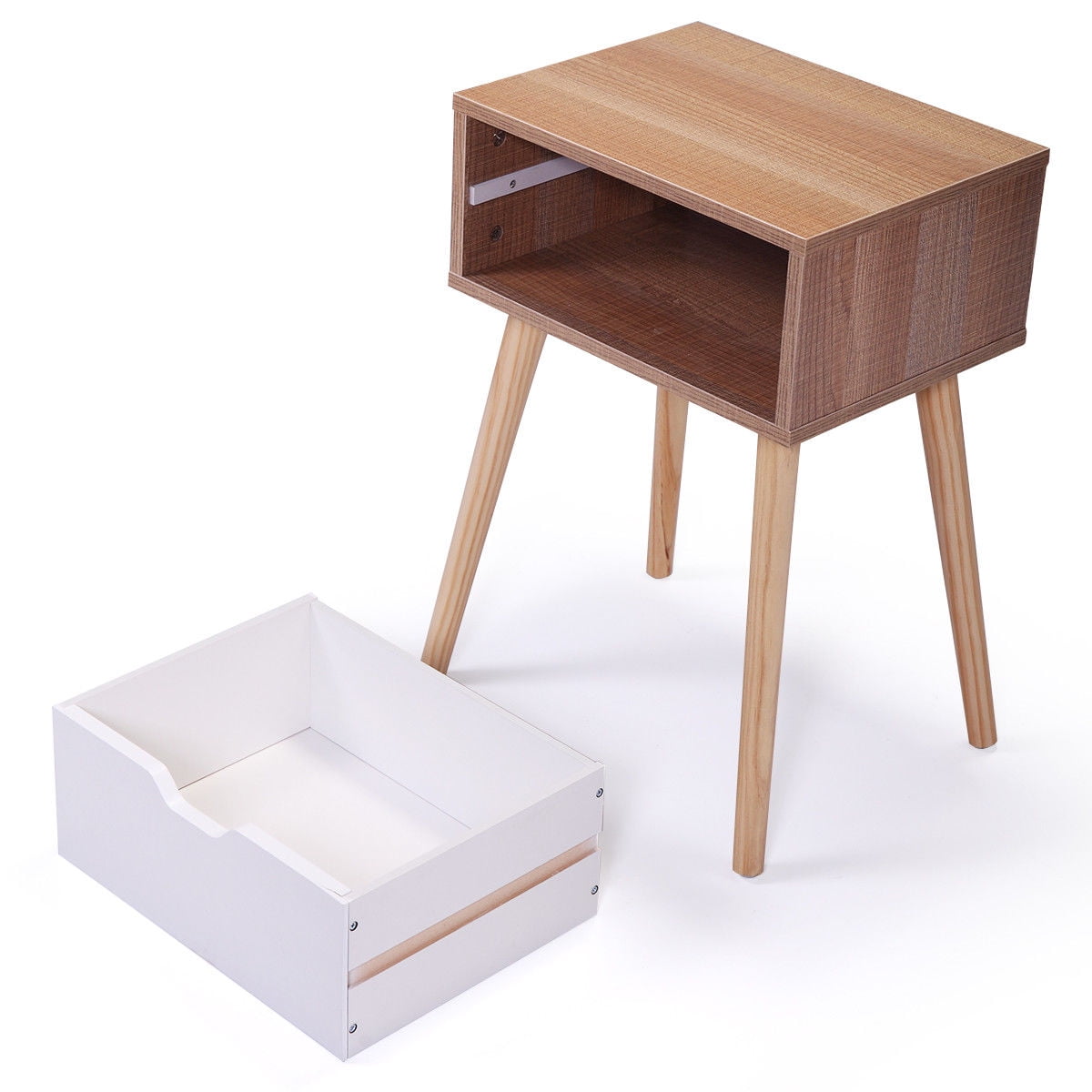 Kepooman Night Stand with Storage Drawer, Modern Furniture Wood End Side Table - Walnut Kepooman Night Stand with Storage Drawer, Modern Furniture Wood End Side Table - Walnut