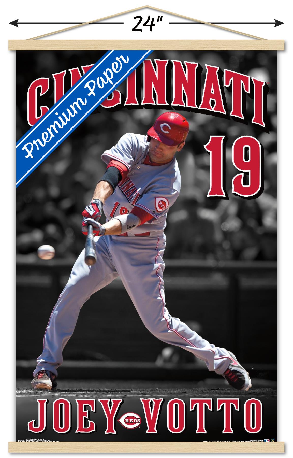 MLB Cincinnati Reds - Joey Votto 15 Wall Poster with Wooden Magnetic Frame, 22.375" x 34"